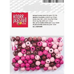 Koka pērlītes-rožu un rozā, mix (6 mm, 125 gab.)