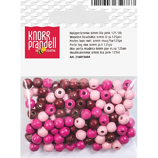 Wooden Beads – Roses and Pink Mix (6 mm, 125 pcs)