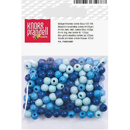 Wooden Beads - Blue Mix (6 mm, 125 pcs)