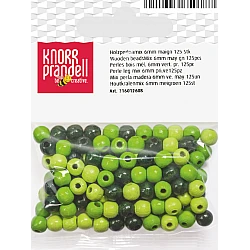 Koka pērlītes-koši zaļas mix (6 mm, 125 gab.)