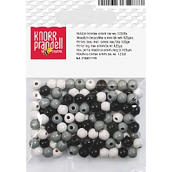 Koka pērlītes-balta-pelēka-melna (6 mm, 125 gab.)