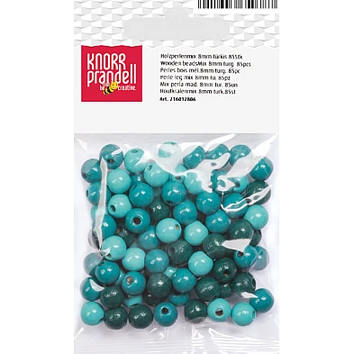 Wood Beads - Turquoise Mix (8 mm, 85 pcs)