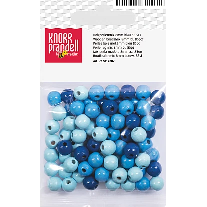 Wooden Beads – Blue Mix (8 mm, 85 pcs)