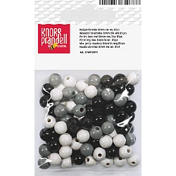 Koka pērlītes-balta-pelēka-melna (8 mm, 85 gab.)