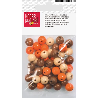 Koka pērlītes-bēšigas un oranžas, mix (10 mm, 50 gb.)