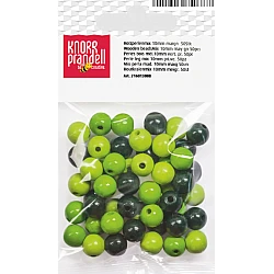 Koka pērlītes-koši zaļas mix (10 mm, 50 gab.)