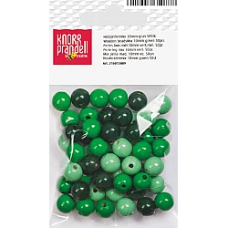 Koka pērlītes-zaļas mix (10 mm, 50 gab.)