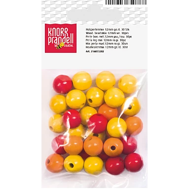 Wooden beads – yellow and red, mix (12 mm, 30 pcs)