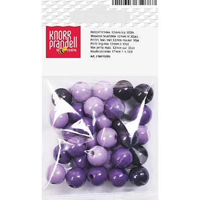Wooden Beads – Purple Mix (12 mm, 30 pcs)