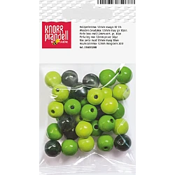 Koka pērlītes-koši zaļas mix (12 mm, 30 gab.)
