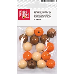 Koka pērlītes-bēšigas un oranžas, mix (15 mm, 15 gab.)