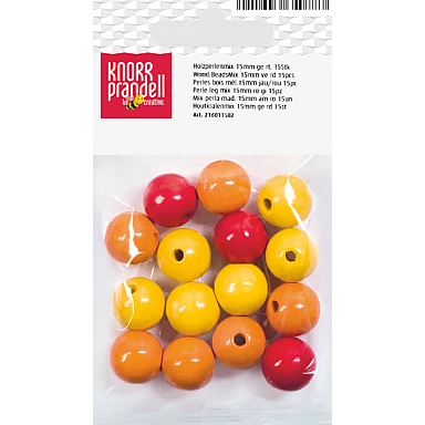 Wooden Beads – Yellow and Red Mix (15 mm, 15 pcs.)