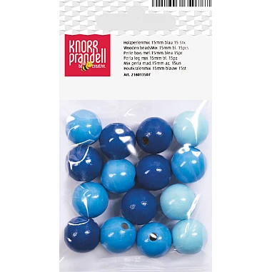 Wooden Beads - Blue Mix (15 mm, 15 pcs)
