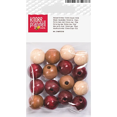 Wooden Beads – Brown Mix (15 mm, 15 pcs)