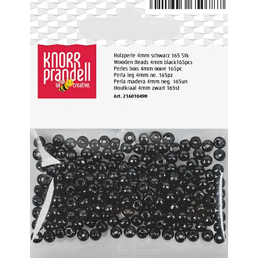 Wooden Beads – Black (4 mm, 165 pcs)