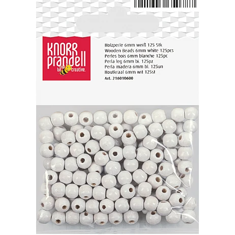 Koka pērlītes-baltas (6 mm, 125 gb.)