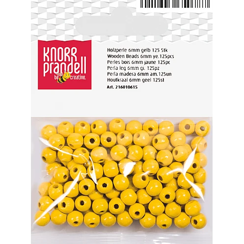 Koka pērlītes-dzeltenas (6 mm, 125 gb.)