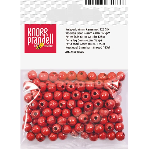 Деревянные бусины карминово-красные (6 мм, 125 шт.)